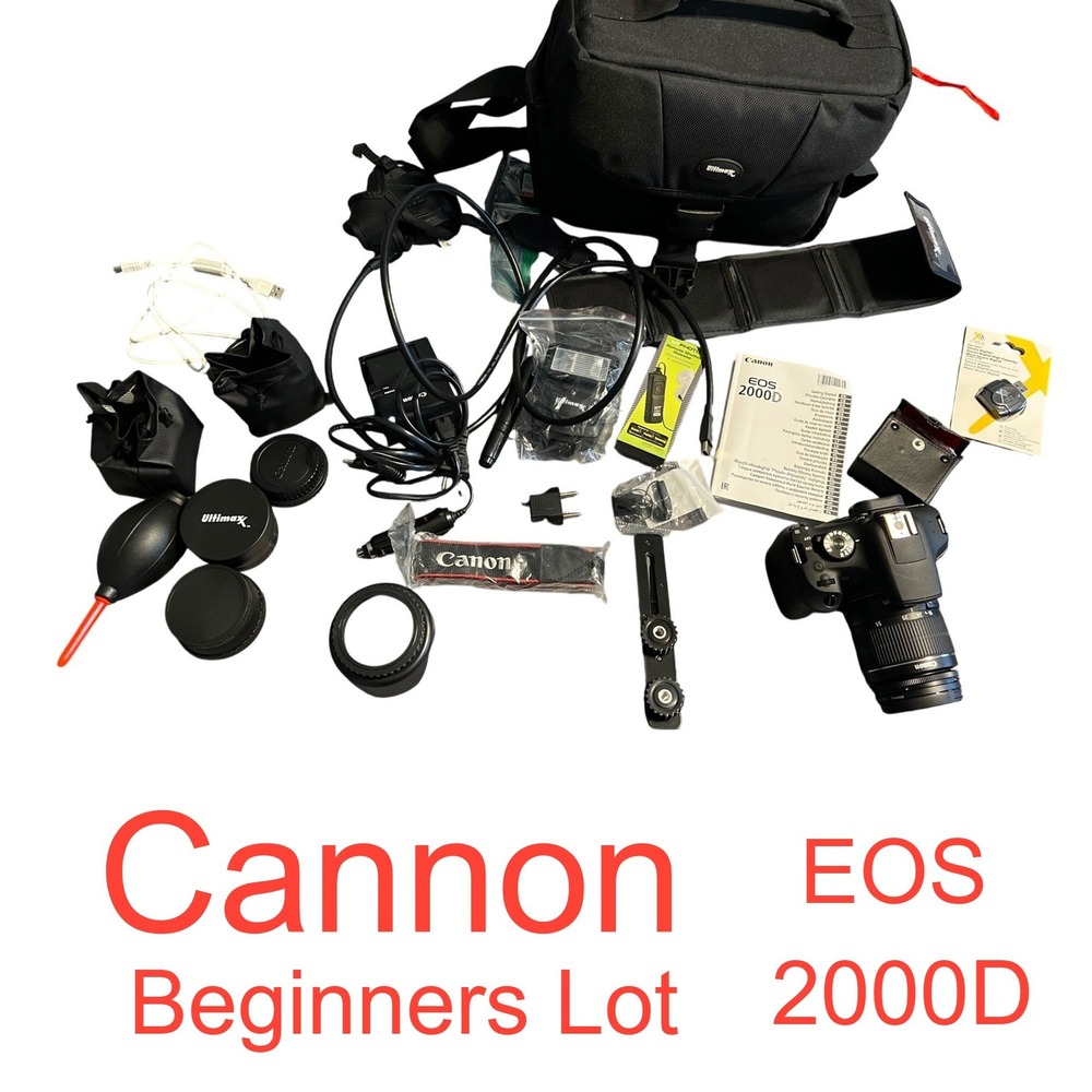 Canon EOS 2000D DSLR Camera Beginners‎ Lot, Starter Kit, Photography Bundle
